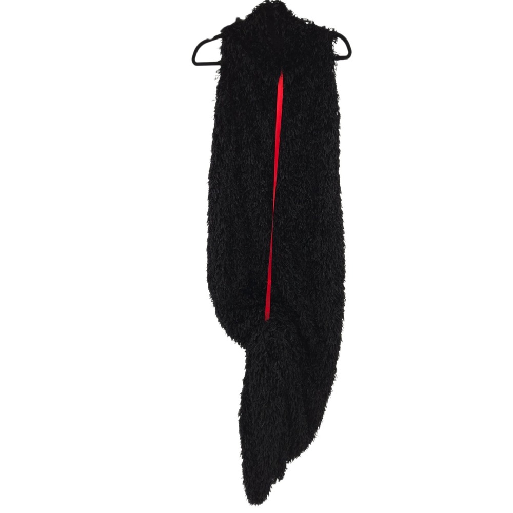 Coucoo Maxi Dress Womens XL Black Shaggy Feather Boa Mock Neck Sleeveless Gown - Picture 12 of 13